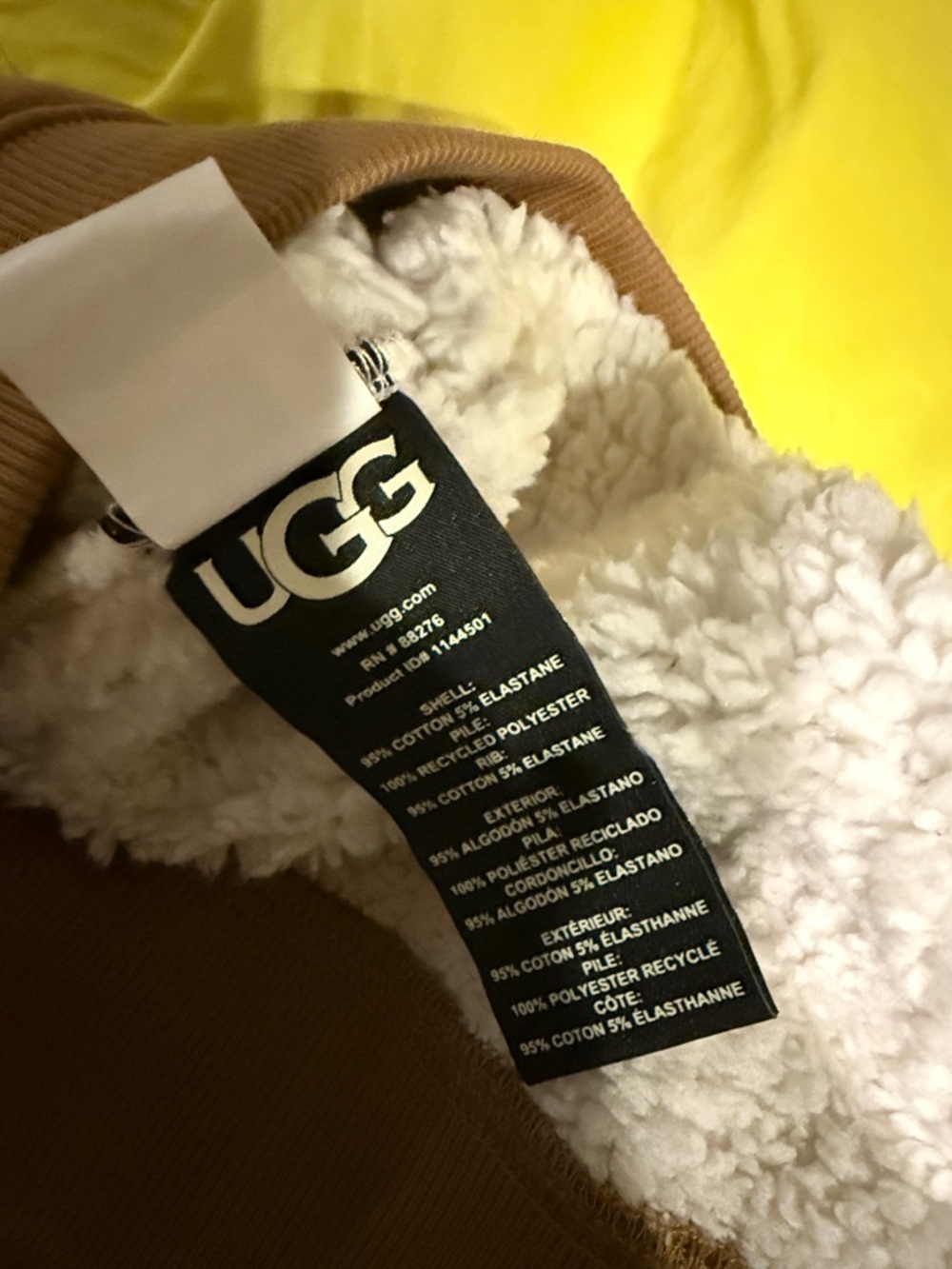 UGG womens Brown Sweatpants with White Sherpa Side Trim travel warm coozy - Picture 5 of 6